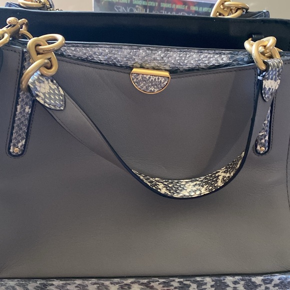 Coach bag almost new in grey/blue color with gold accents in hardware - Picture 4 of 13